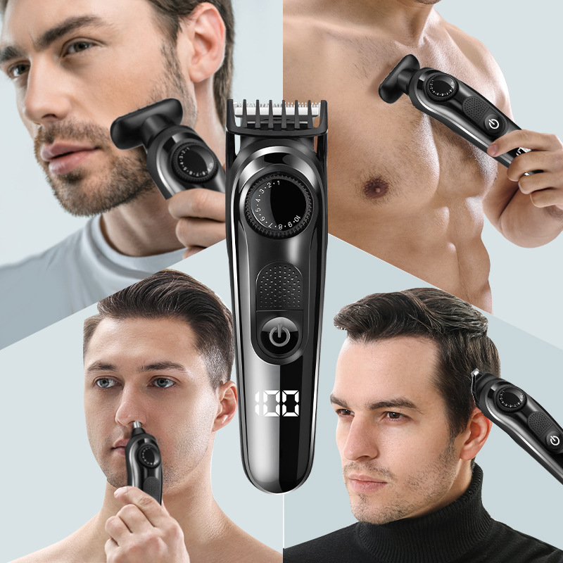 Cross-border new hair clipper men's multi-function carving electric razor set with storage bag