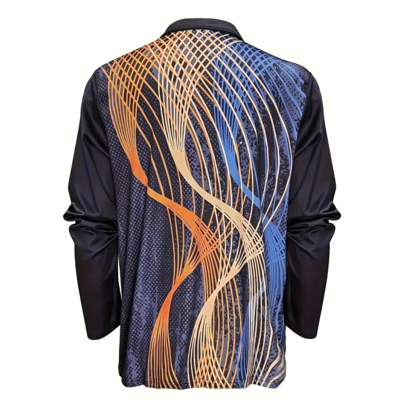 2024 venta caliente transfronteriza impresión 3D de los hombres de primavera y otoño de manga larga solapa suelta cremallera camisa POLO venta directa de fábrica