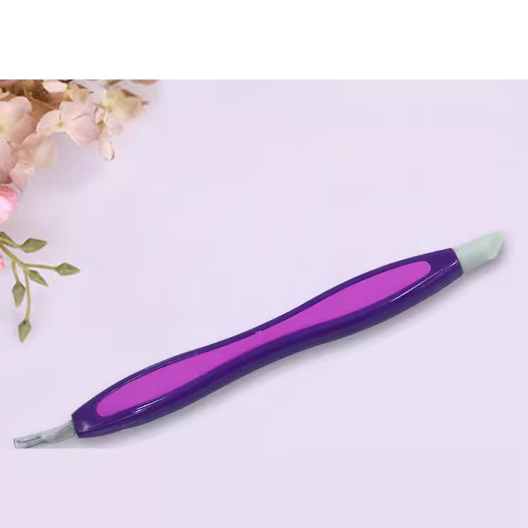 Herramientas de uñas súper afilado Tenedor de piel muerta de doble uso en forma de V pala de piel muerta multifunción limpieza Archivo de púas mango de plástico