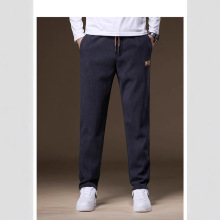 秋冬新款男士休闲裤直筒加绒加厚灯芯绒长裤休闲百搭松紧裤男代发