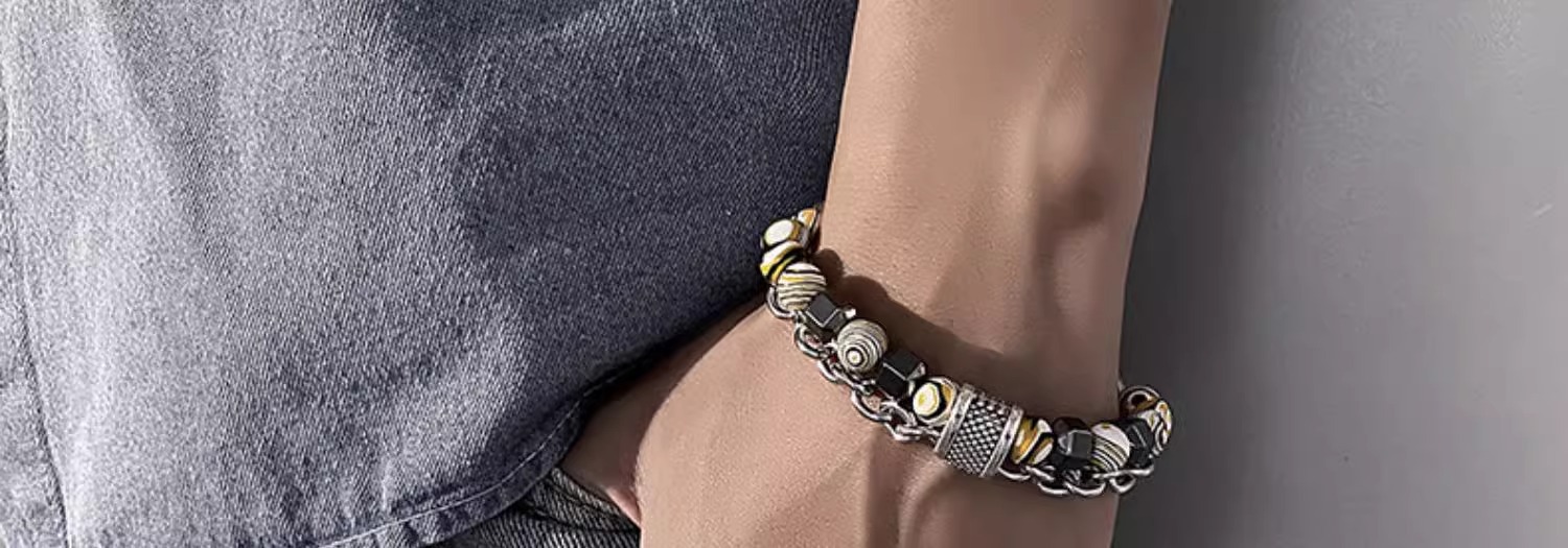 Chinoiseries Rétro Impression Acier Inoxydable Alliage Perlé Placage Unisexe Bracelets display picture 5