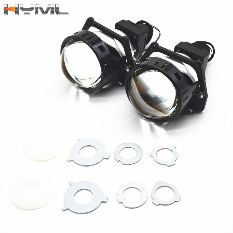 láser de alta potencia LED + 3 taza de lámpara doble lente de luz láser de reflexión de película violeta de cuatro capas instalado no destructivo faro de automóvil