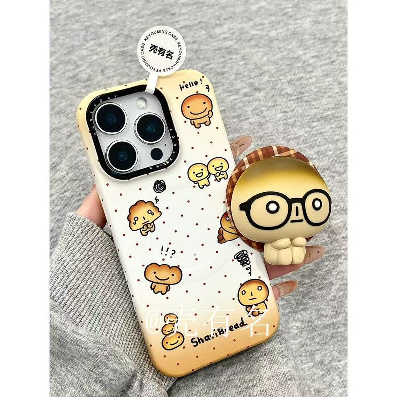 趣味戴眼镜哭泣烤焦面包磁吸支架适用苹果16手机壳iPhone15/14/13|undefined