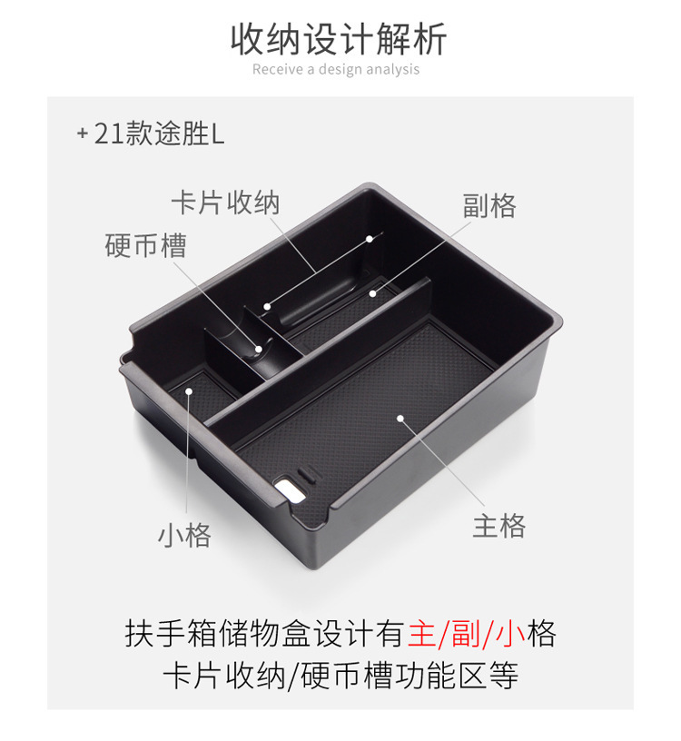 Suitable for 21-25 Models of Hyundai Tucson L Center Console Armrest Storage Box Car Storage Accessories Modification Parts