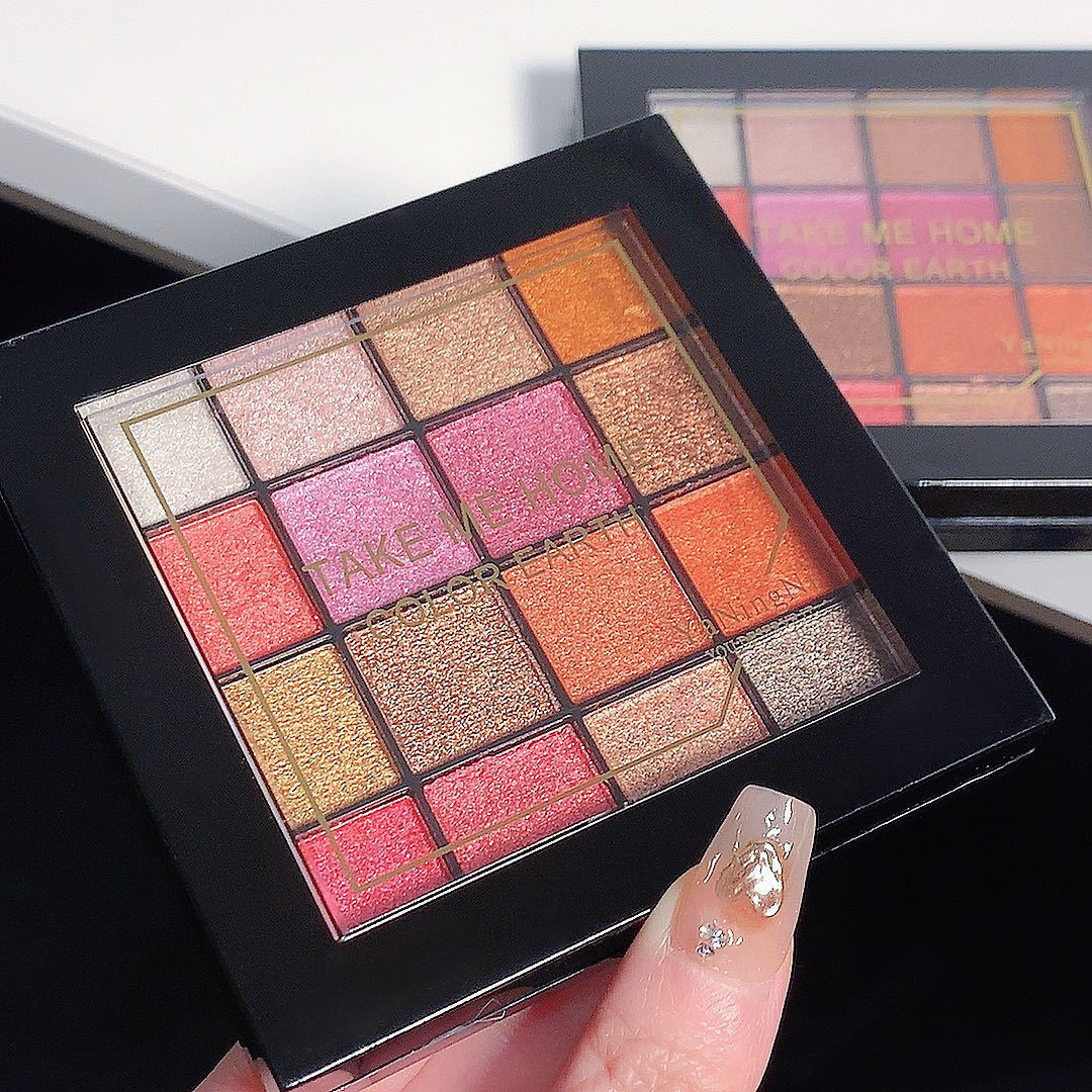 Tik Tok Net Red Mic 16 colores Sombra de ojos Sombra de ojos Sombra de ojos de pomelo Maquillaje de flor de durazno Sombra de ojos de color tierra Mermaid Ji Naranja