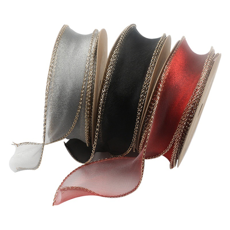 Envasado de flores hilo de cola de pescado DIY cinta ramo de cinta floral borde dorado cinta onda copia borde fábrica al por mayor