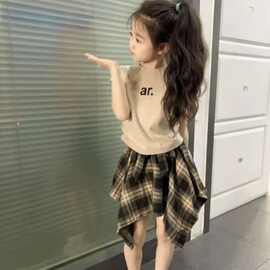 儿童短袖恤套装2025新款夏季女大童运动休闲宝宝网红童装两件套潮