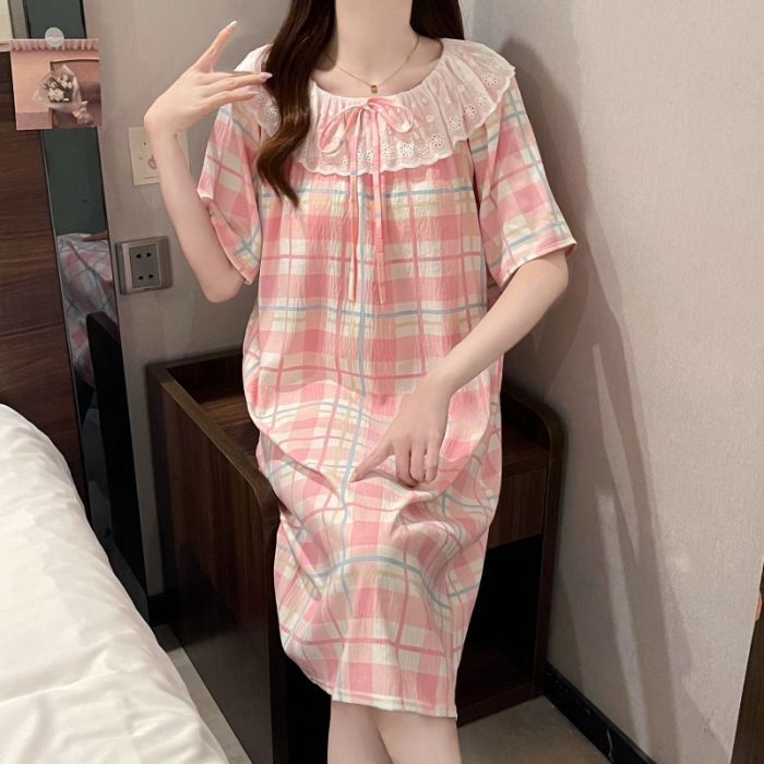 Venta al por mayor transfronteriza verano nuevo estilo dulce camisón casual hogar con almohadilla para el pecho pijamas de una pieza ropa de aire acondicionado para el hogar de las mujeres