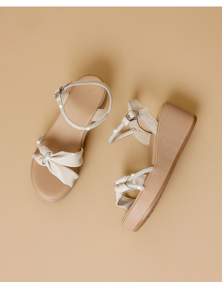 Sandal nữ đế xuồng đính đá cổ điển, tăng chiều cao, phong cách thanh lịch — M701 Hạnh chi tiết 24