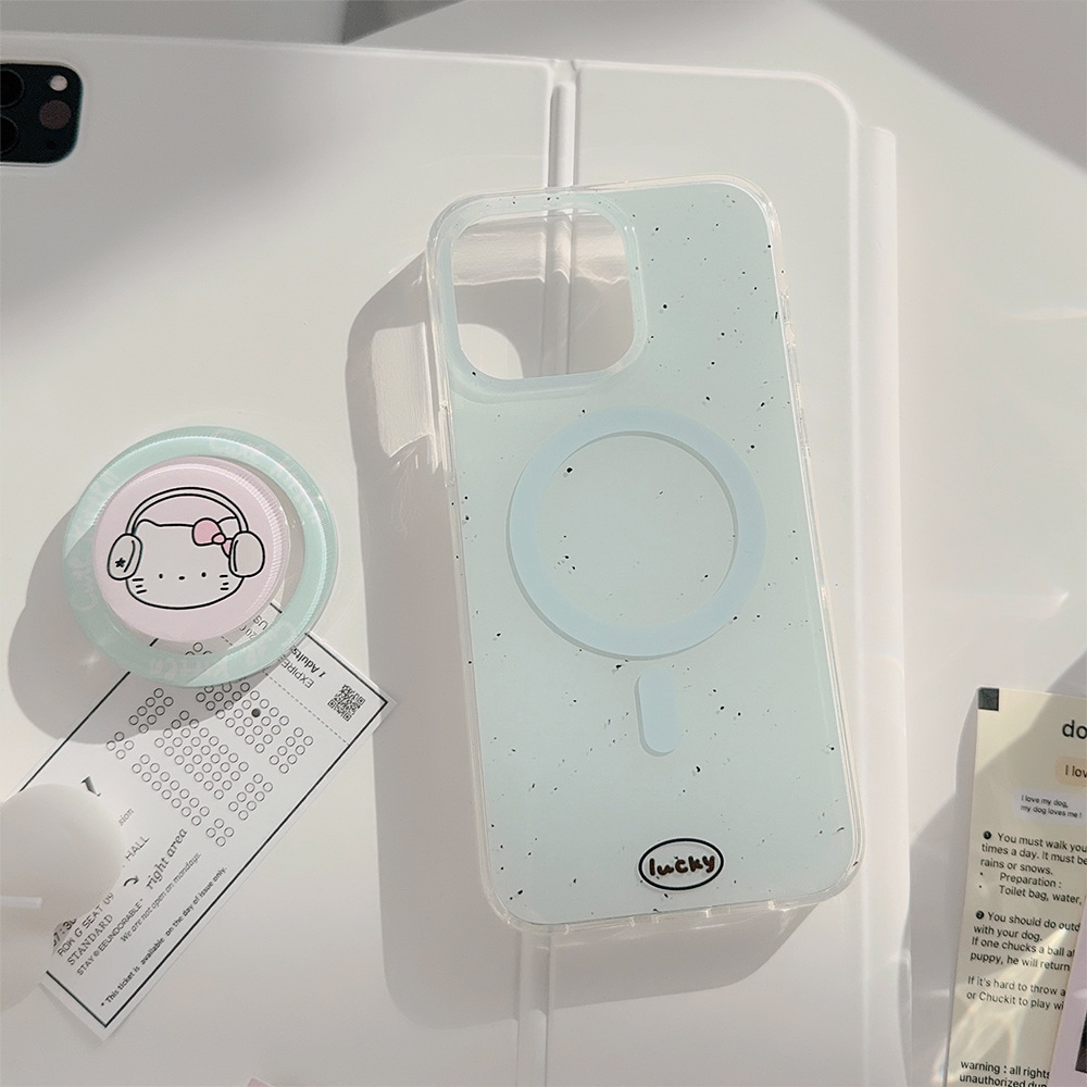 Funda magnética de doble capa para iPhone 17 Pro Max, diseño de tinta salpicada, compatible con iPhone 13 y 12, con soporte magnético.