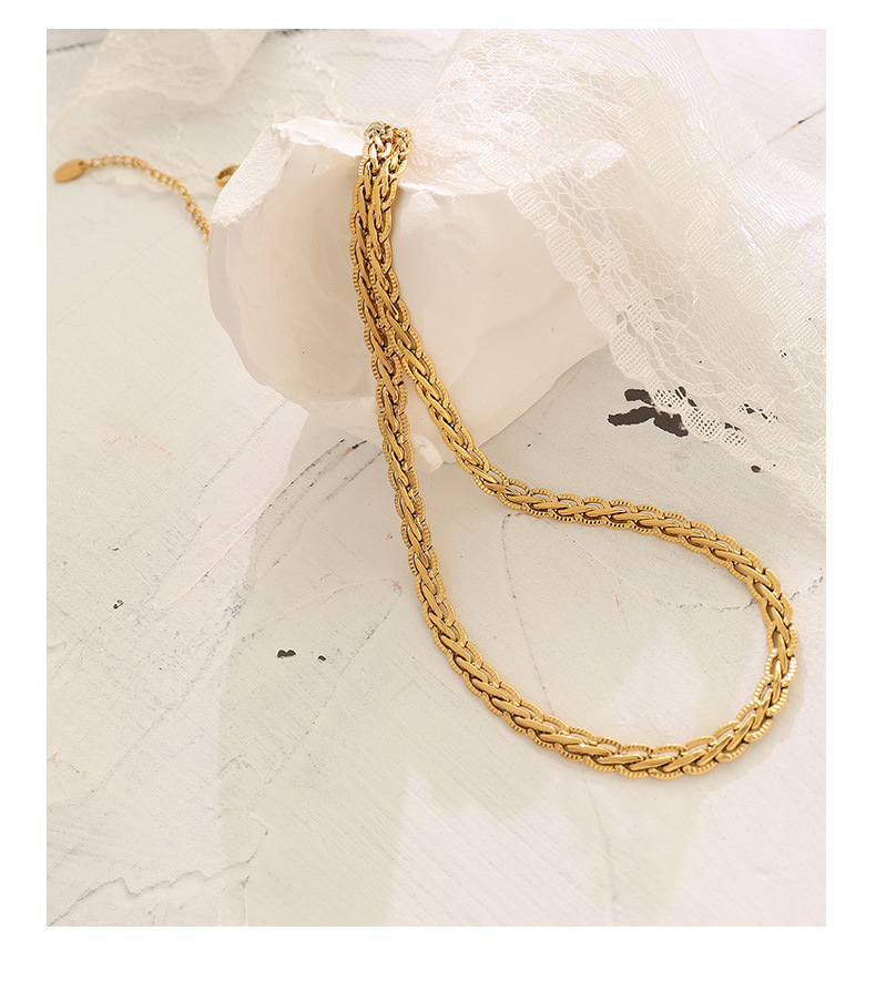 new stainless steel keel chain men and women hip-hop gold-plated necklace