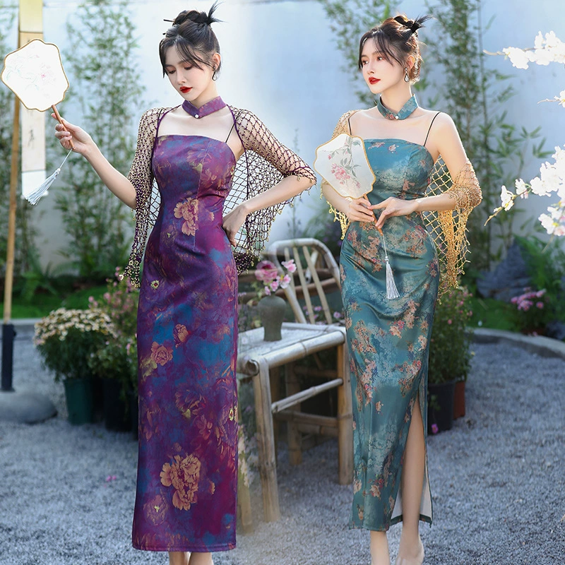 Ретро улучшенный подтяжка Cheongsam Red Flaving один поколение волос Летнее эластичный большой размер платье средней и длинной модели 2024