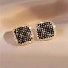 Square silver needle, black advanced earrings, silver 925 sample, bright catchy style, 2021 collection