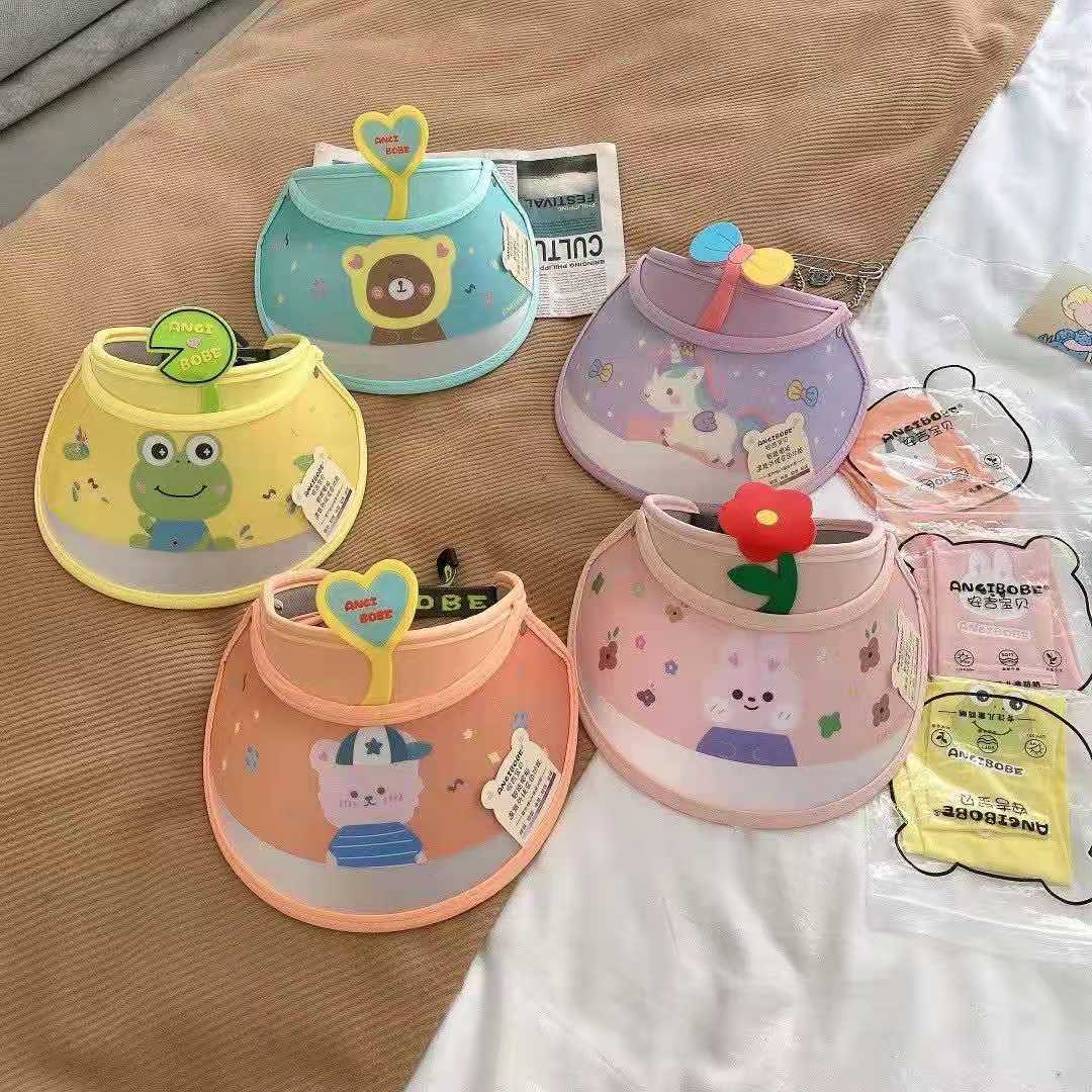 夏季新款儿童户外遮阳防晒空顶帽可爱卡通宝宝防晒帽男女童太阳帽