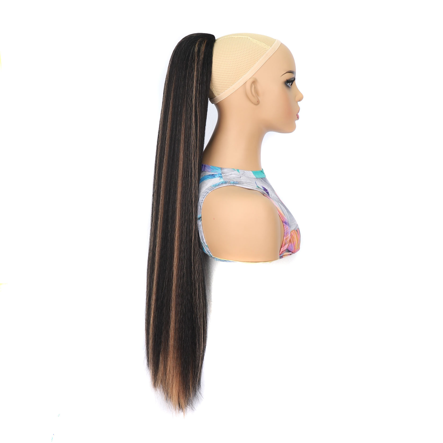 Capelli sintetici da 30 pollici con baffo di mais, corda da tiro, tasca in rete, parrucca soffice, coda di cavallo per capelli lunghi_voghion.com