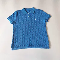 Вышивка пони вьет с короткими рукавами POLO воротник короткая футболка тонкая летняя женщина тонкая