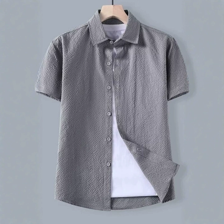Однотонная шёлковая мужская модная рубашка для отдыха, slim fit