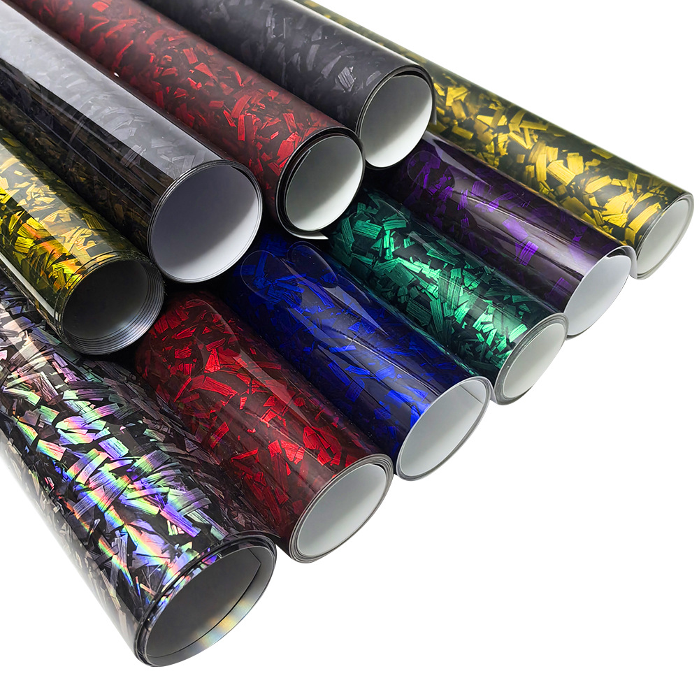 AliExpress Hot Sale Car PET Forged Carbon Fiber Flower Carbon Color Change Film Bright Matte Body Interior Modification Sticker Film