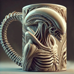国境を越えた新製品のXenomorph Mug異形マグカップ熱転写平面3D効果コーヒーカップ