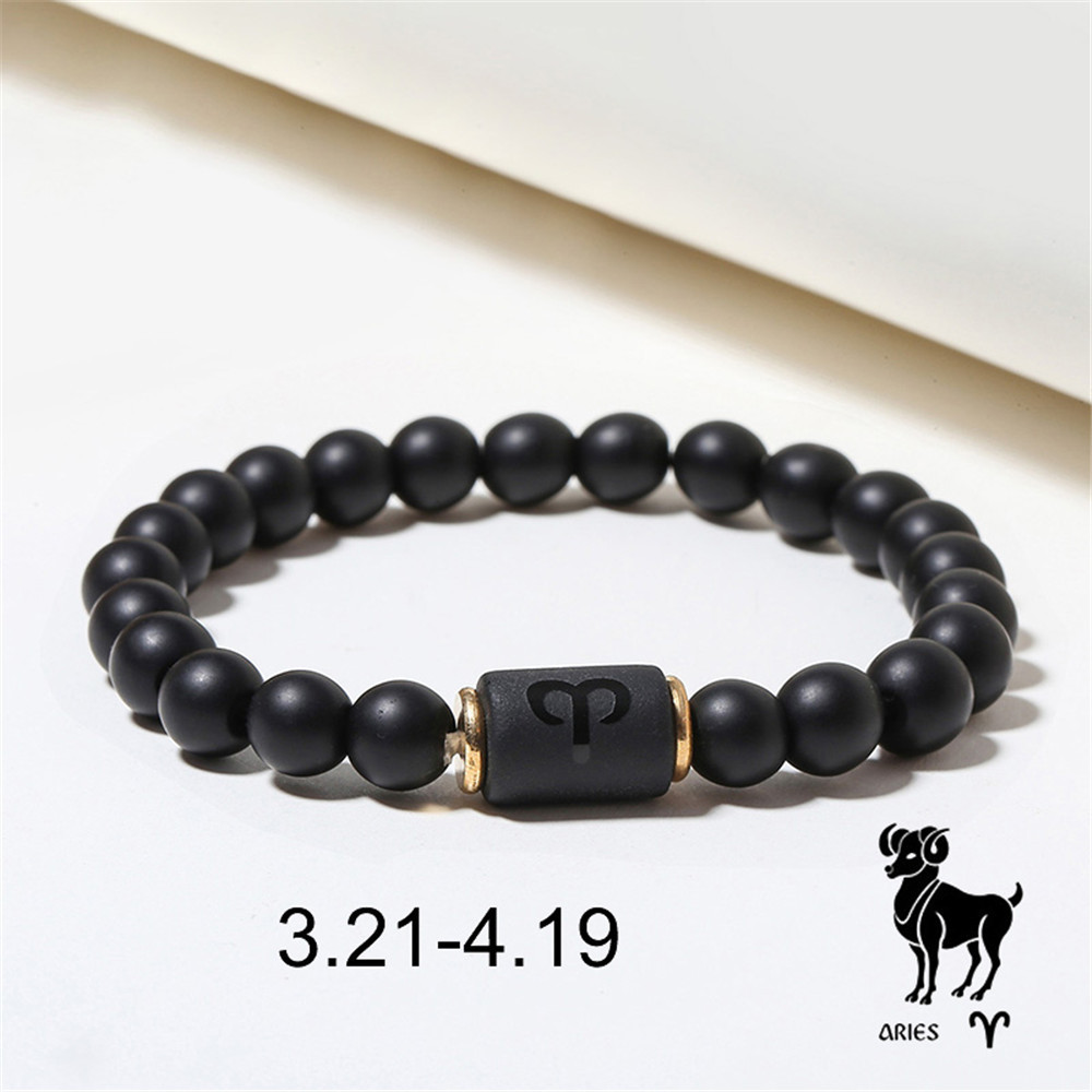 Wholesale Jewelry 12 Constellation Pattern Black Frosted Agate Beaded Bracelet Nihaojewelry display picture 11