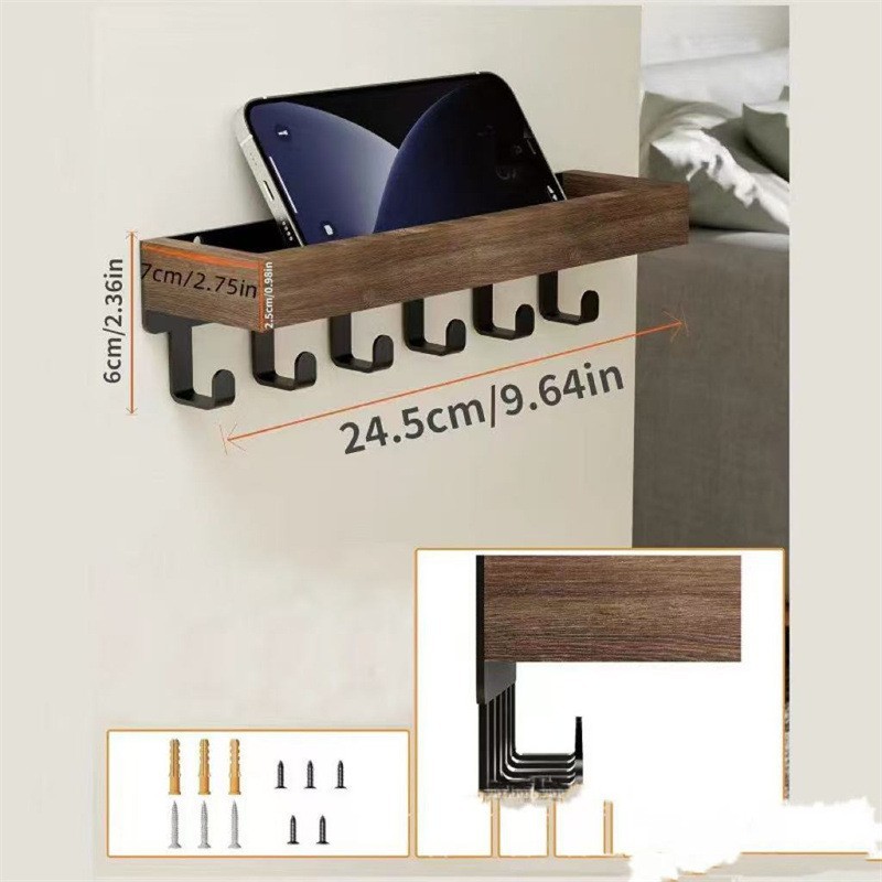 Wooden Key Rack Storage Rack Kitchen Bedroom Multifunctional Storage Rack Simple Storage Rack Display Rack Wall Hanging