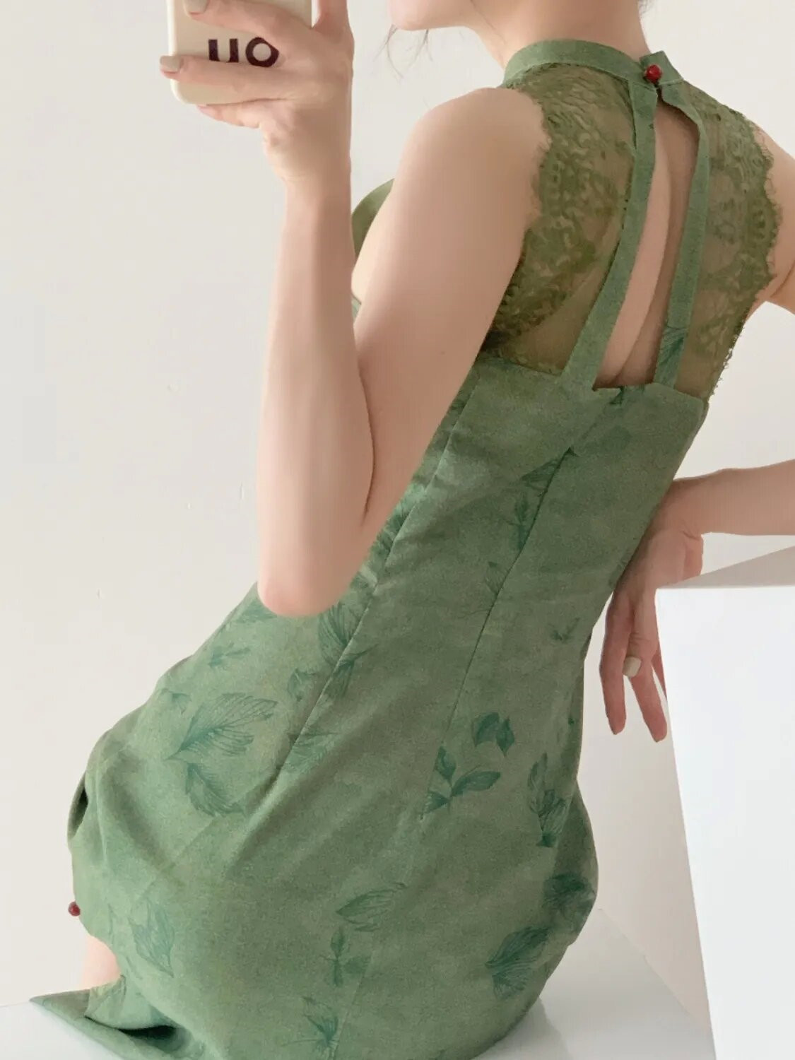 Retro Bright Green Improved Version Of The Chinese-style National-style Cheongsam , 2024 Summer New Waist-cinching_ecoleips.com