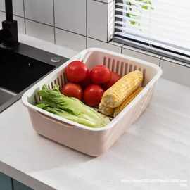 加厚双层沥水篮洗菜盆长方形洗菜篮子漏盆塑料厨房碗碟盆洗水果盘