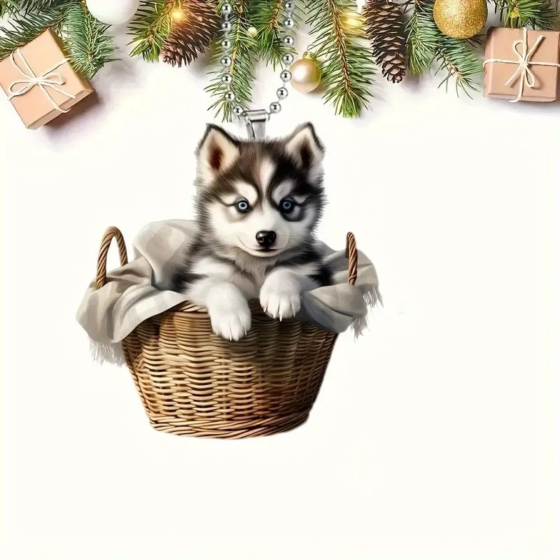 2D pequeños regalos perros husky 2D joyas creativas canestas colgantes colgantes de espejos retrovisores de automóviles decoración del árbol de Navidad