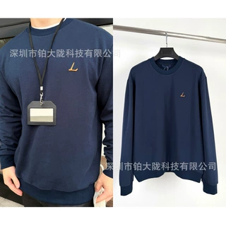 南油直供 L家胸前标识字母圆领卫衣男女同款宽松百搭休闲长袖跨境