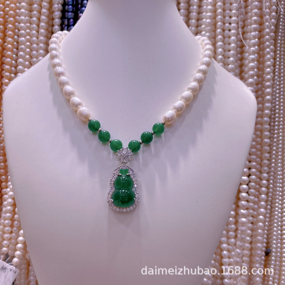 正品淡水珍珠项链女项链葫芦吊坠旗袍链配饰气质高级饰品