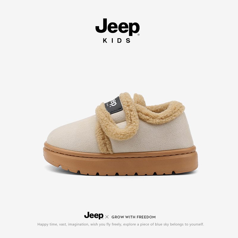 Jeep Kidsren's Cotton Slippers Girls Winter 2024 New Outdoor Home Cotton Shoes Warm Slippers Boys Snow Boots