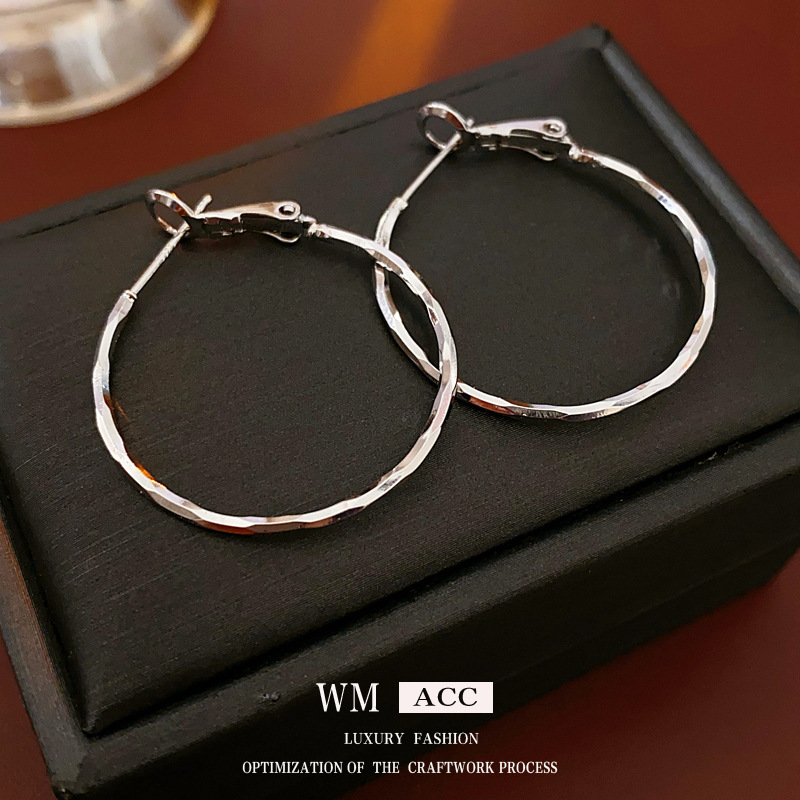 银针轻奢冷淡风简约耳圈欧美时尚个性夸张耳环韩系ins高级感耳饰