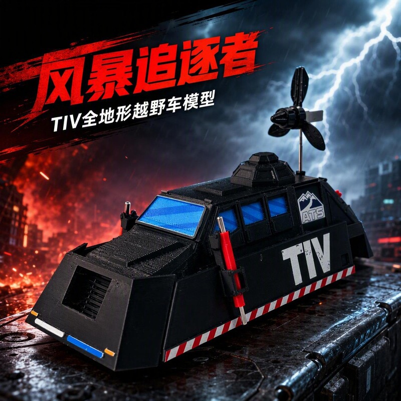 Storm Chaser Movable and Liftable TIV2 Storm Interception Vehicle Tornado Interception Vehicle Model Collectible Gift