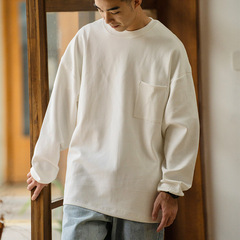 TRS | 24AW 日本製 cityboy320g ヘビースペースコットンボトムス スモールネックライン ゆったり長袖Tシャツ メンズ