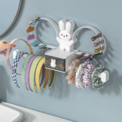 Cartoon Cute Hair Accessories Storage Rack Clothes Hook Storage Hole-Free Multi-Function Jewelry Storage Box Organization Shelf