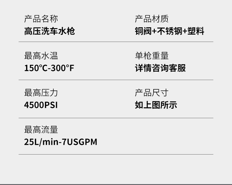High-Pressure Cleaning Machine, High-Pressure Car Wash Water Gun, Car Wash Machine, High-Pressure Water Gun, Metal Copper Spray Gun 280Bar/4000Psi