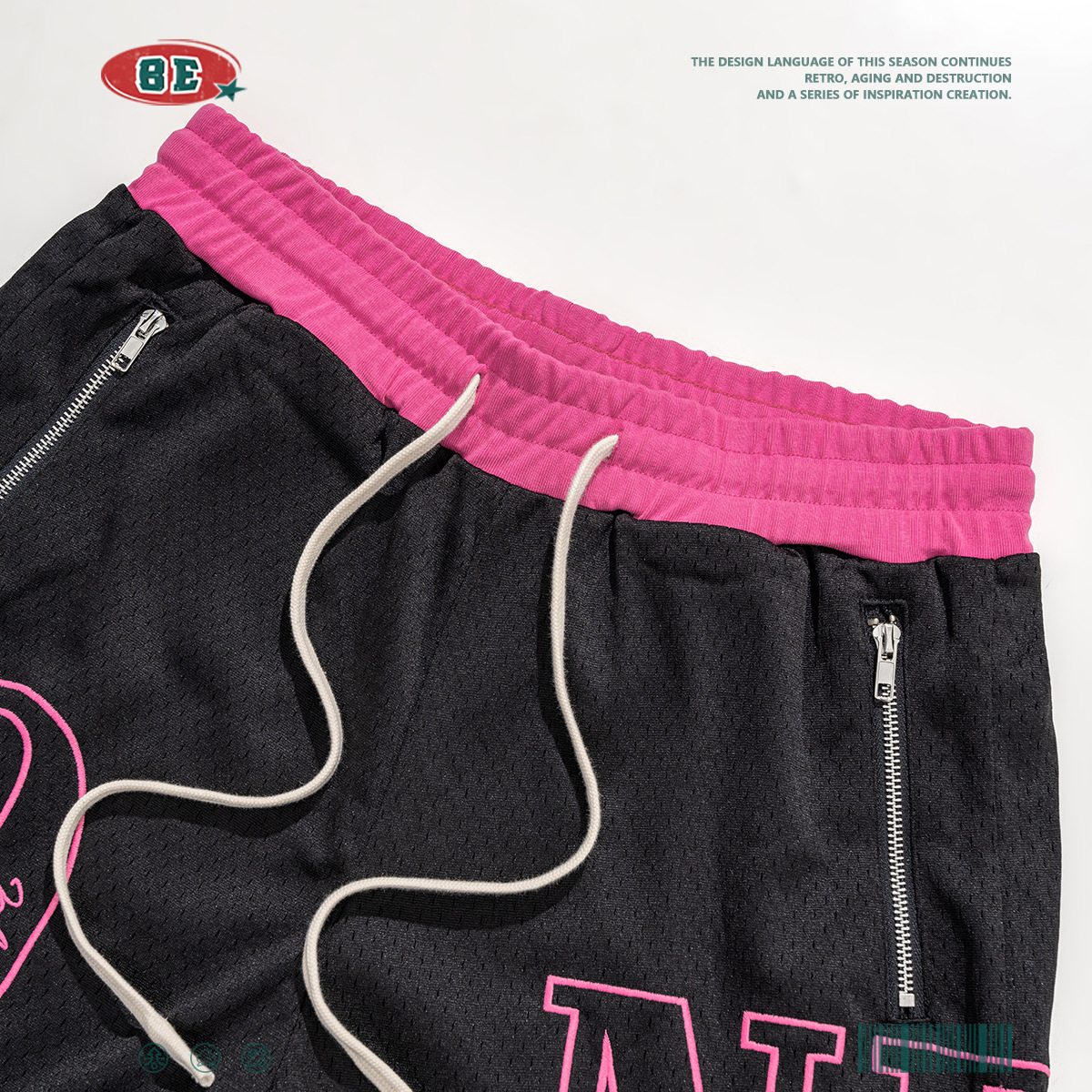 BE ropa de hombre | 2025 primavera y verano pantalones cortos de baloncesto americano, malla suelta y transpirable, deportes, pantalones de cinco puntos de gran tamaño, hombres