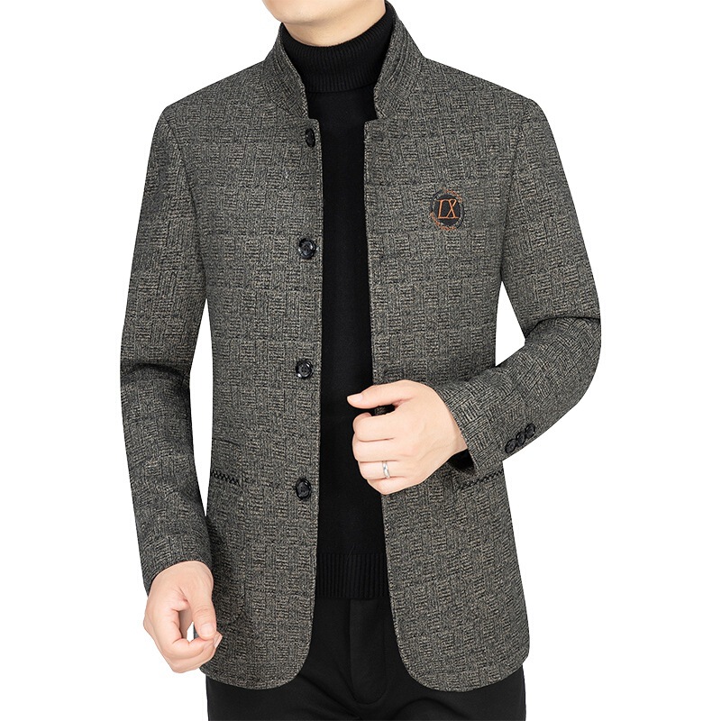 2025 Spring and Autumn New Style Woolen Jacket for Middle-Aged Men, Stand Collar Casual Top for Middle-Aged and Elderly Men, Dad's Jacket