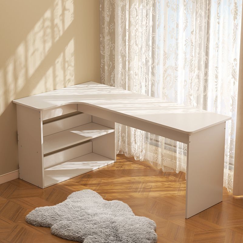 Imitation Solid Wood Corner Desk with Integrated Bookcase, Computer Desk for Bedroom, Home-Use Table with Storage Cabinet, Integrated Corner Workstation