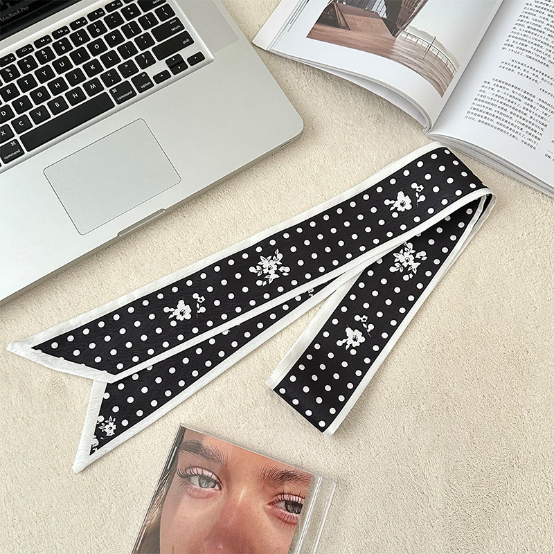 Pañuelo de seda, banda larga, sensación de alta calidad, bufanda pequeña decorativa, bolsa de toalla de seda, envuelta, pañuelo floral, cinta para el cabello, serpentín para el cabello