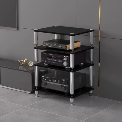 Hifi Amplifier Cabinet, Amplifier Rack, Electric car big tripod - four-tiered-black-display-stand