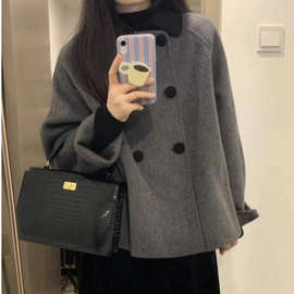 深冬灰色呢子大衣女入冬季2025年新款毛呢外套独特超好看加厚短款