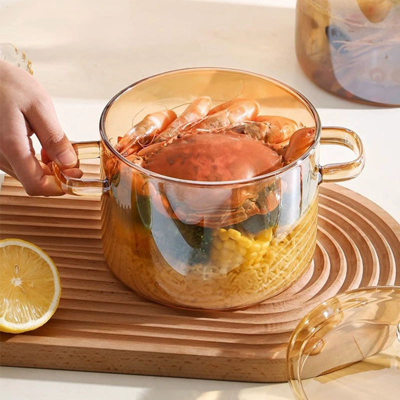 Amber Glass Stew Pot with Lid - двойной край чаши для лапши, электрический подогрев, 13,5 л/1,5 л/1,9 л