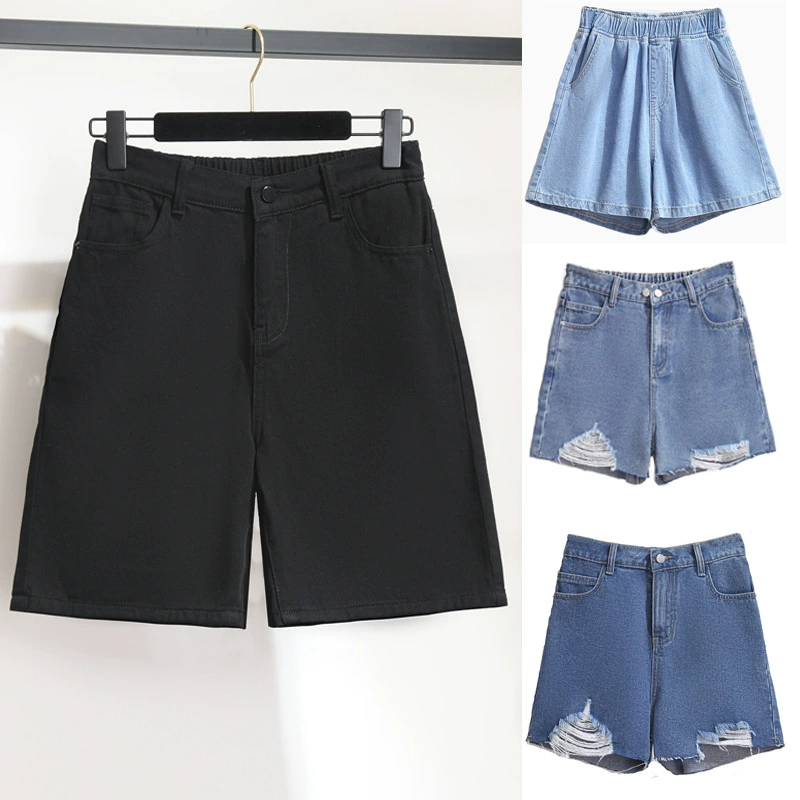 260 кг 300 кг джинсовые шорты очень больших размеров женские толстые брюки с широкими штанинами MM200 с отверстиями плюс толстые плюс шорты 240