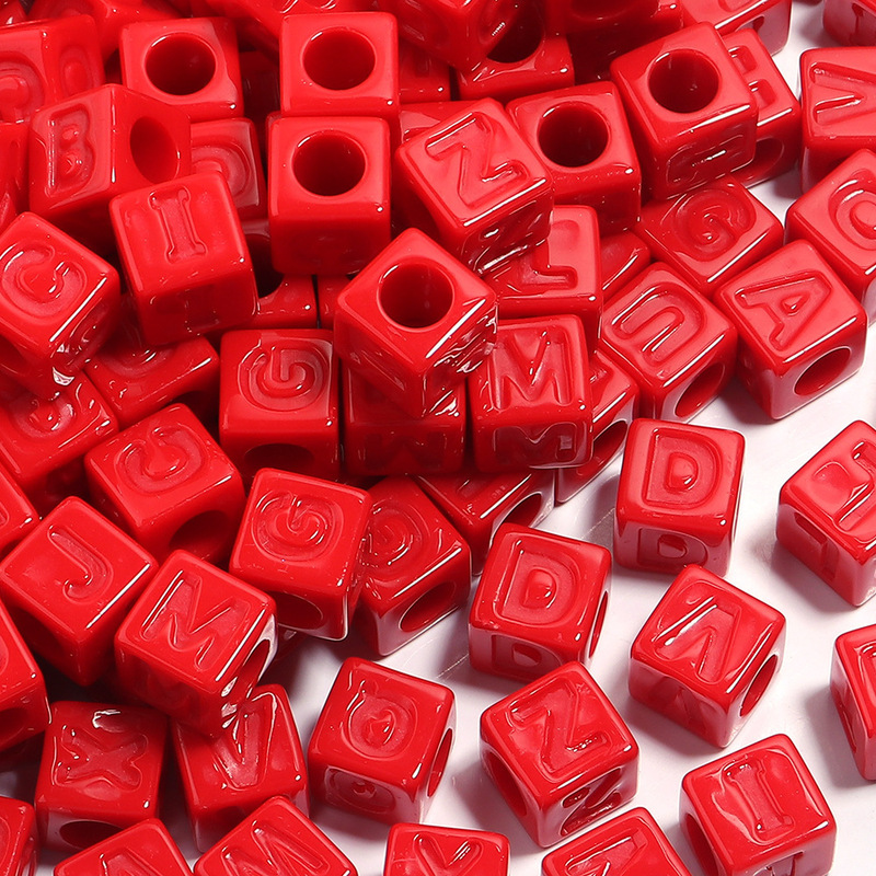 アクリルスクエアレタールースビーズアクリルソリッドカラースクエア大穴ビーズ diy ブレスレットネックレスジュエリーアクセサリー|undefined