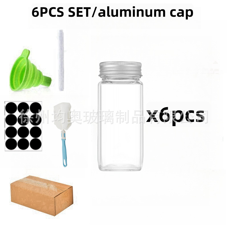 [알루미늄 캡 모델] 조미료병 6종 세트(마커, 스티커, 깔때기, 브러쉬 포함)