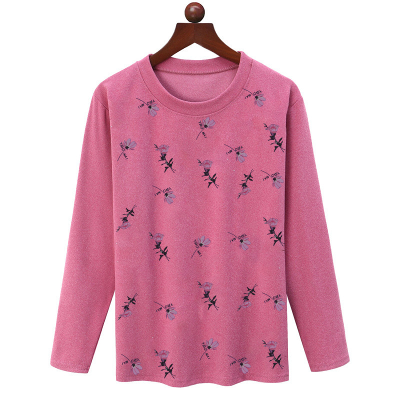 (2개) 중년 · 노인 여성 긴팔 티셔츠 벨벳 열 속옷 봄 · 가을 어머니의 느슨한 플러스 사이즈 가을 크루 넥베이스 셔츠