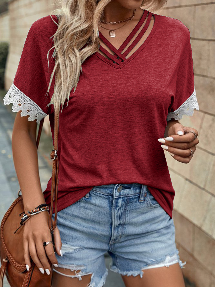 Comfort Function Loose Version Wholesale Women'S Casual Solid Color Short Sleeve T-Shirts