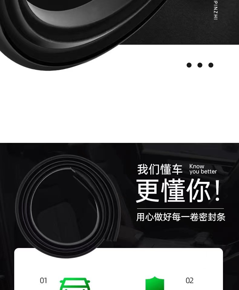 Seam type door edge sealing strip rubber B- pillar sealing strip waterproof and sound insulation automobile sealing strip is suitable for all