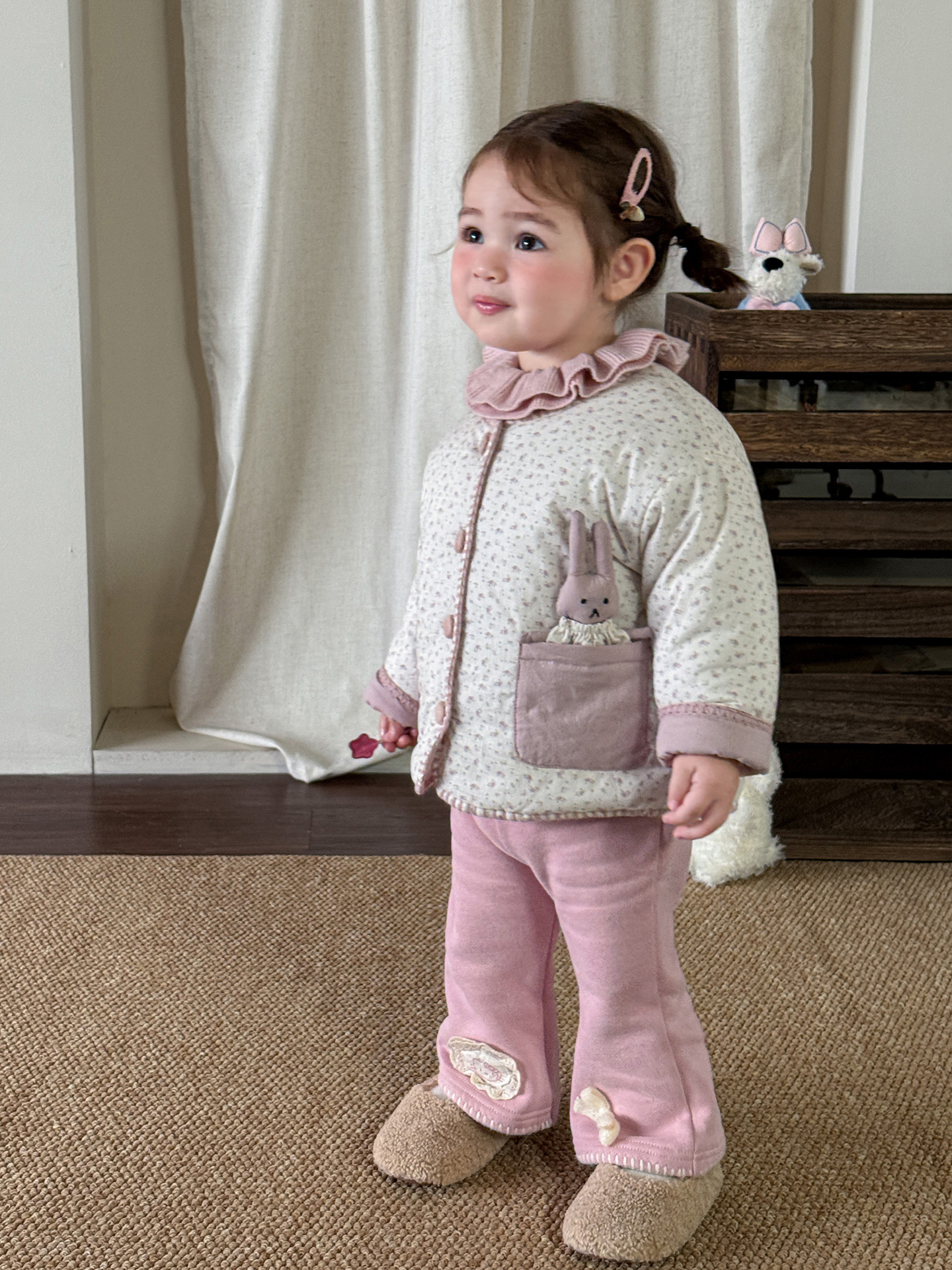Sugar Pear ropa infantil ropa de algodón de niñas ropa de invierno 2025 nuevo estilo de aire extranjero engrosado doble cara ropa de algodón infantil chaqueta de bebé